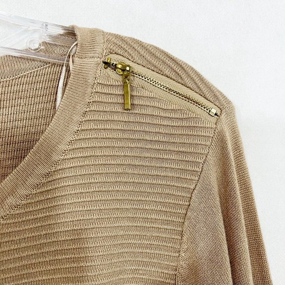 Joseph A NEW Tan Black Color Block Pullover Sweater Tunic Zipper Accent Size 1X - Picture 3 of 7